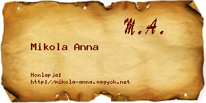 Mikola Anna névjegykártya